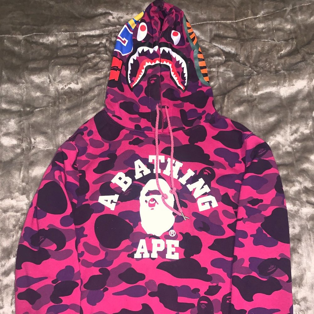 A Bathing Ape (BAPE) Large Pink/Black Hoodie